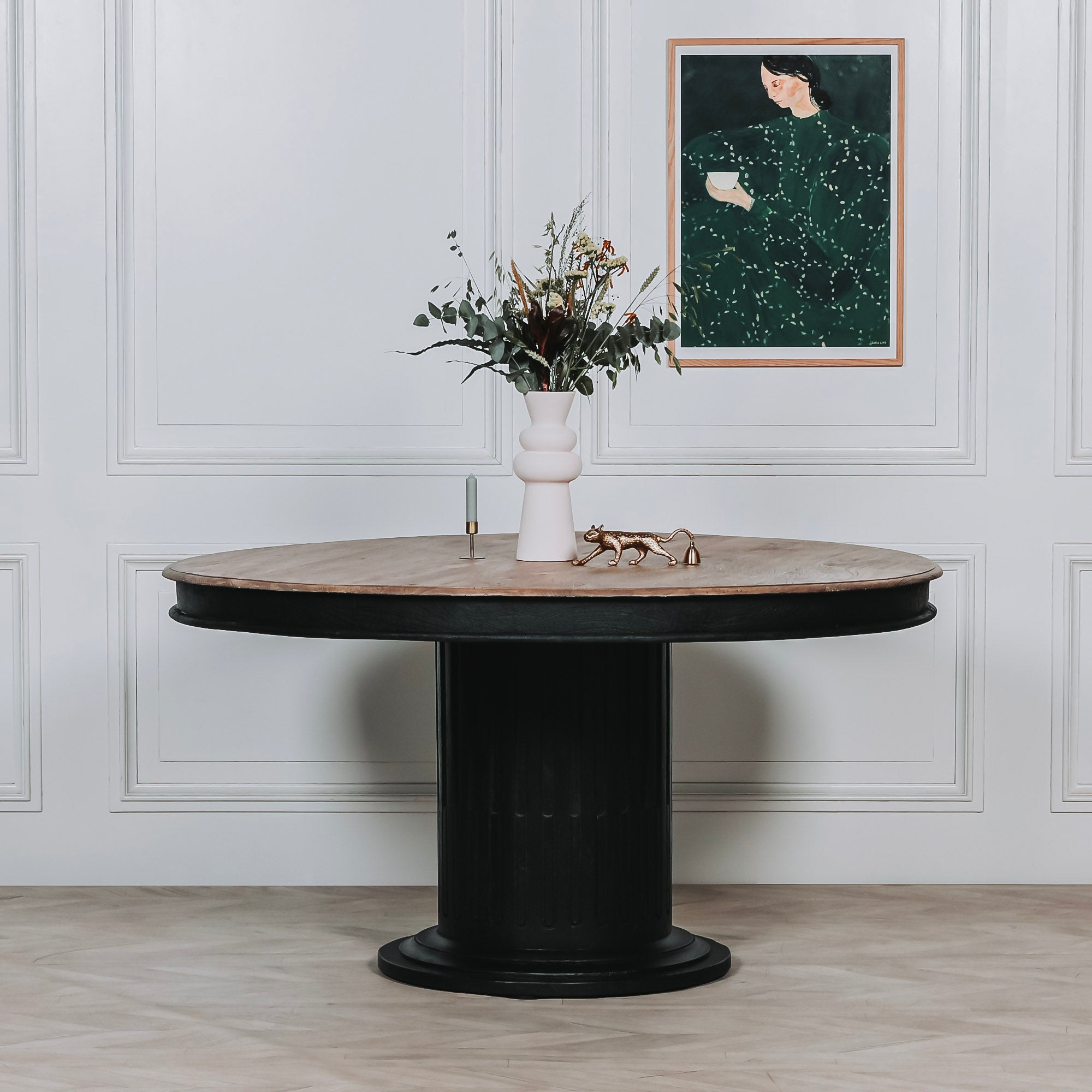 Matera Hand-Painted Mango Wood Round Dining Table