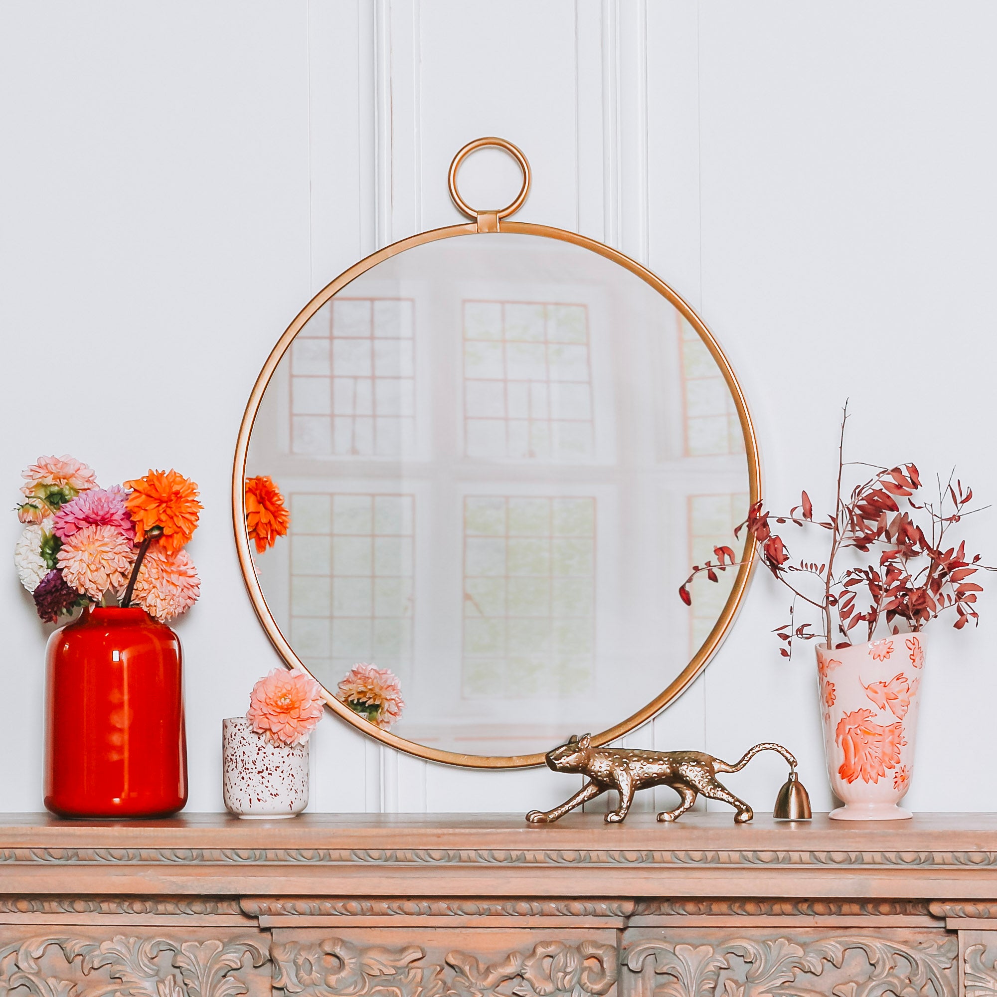 Sulmona Gold Round Wall Hook Mirror