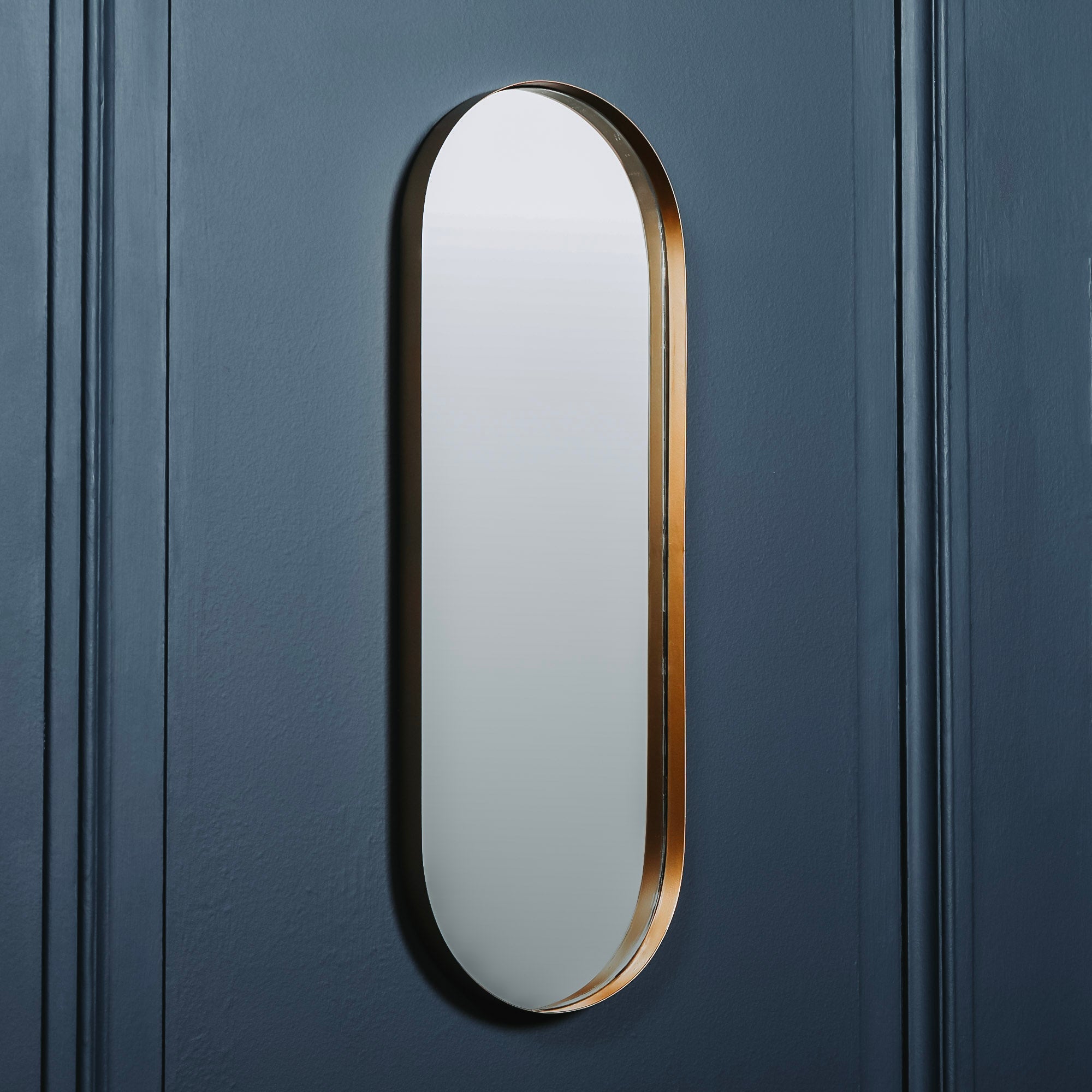 Pescara Slim Gold Oval Wall Mirror