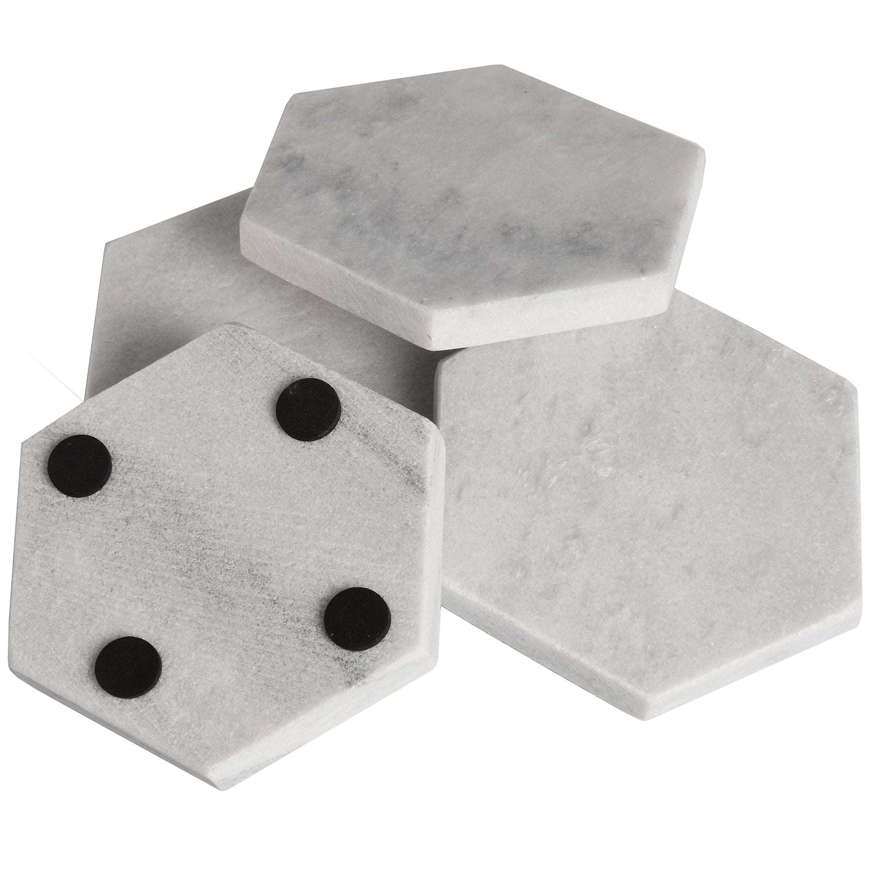 Numero Grey Marble Hexagonal Coasters - Set of 4