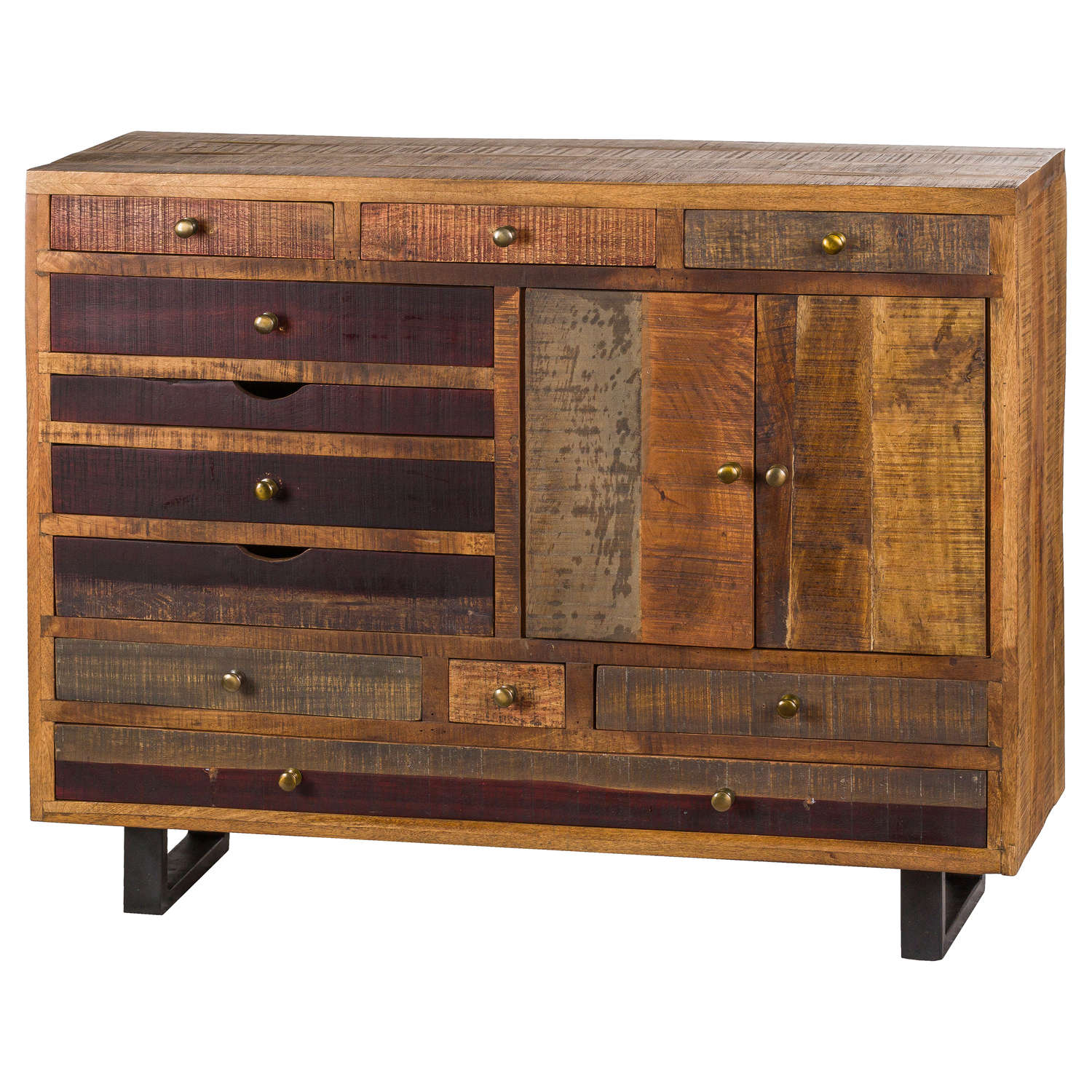Vista Multi Draw Reclaimed Industrial Chest With Brass Handle