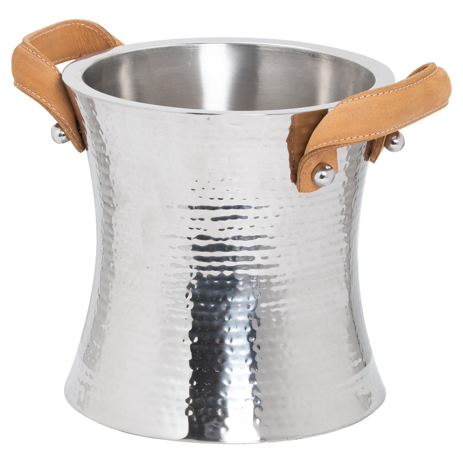 Salvare Silver Leather Handled Ice Bucket