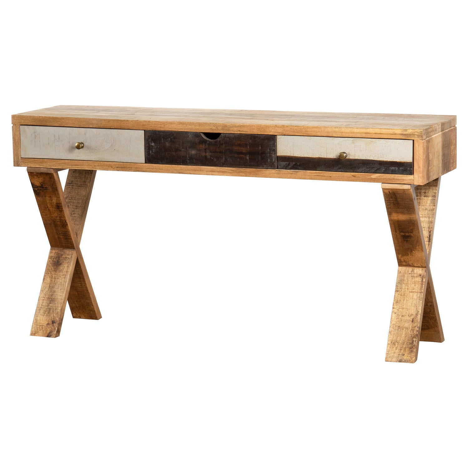Storia Reclaimed Industrial Console With Cross Leg