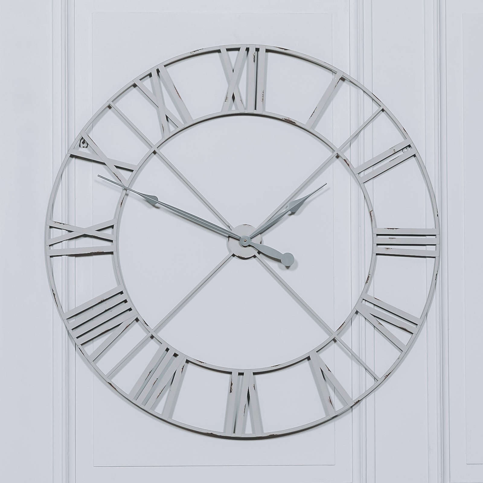 Volta Extra Large Pale Grey / Off White Metal Clock - 110cm