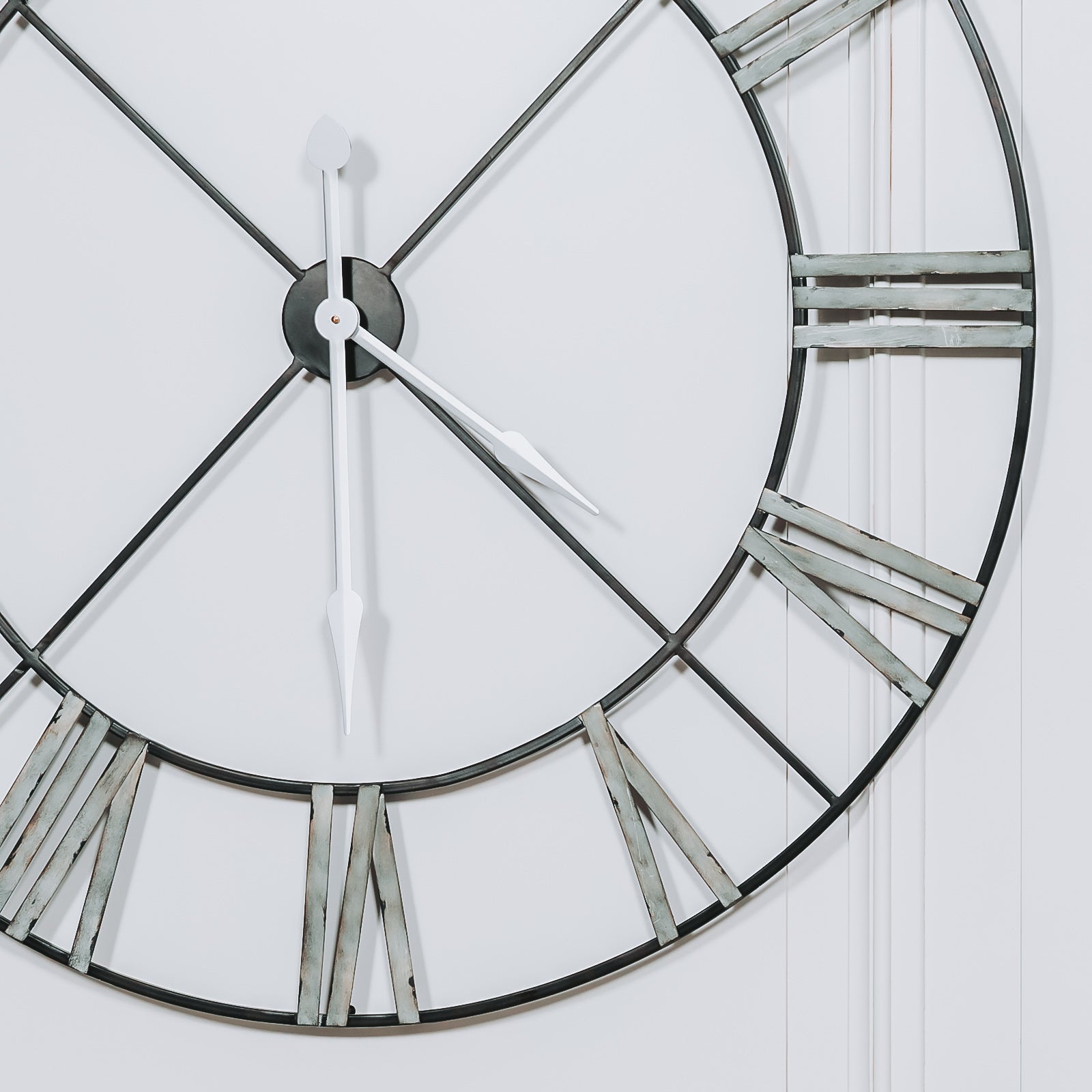 Volta Extra Large Vintage Metal Clock with White Hands - 110cm