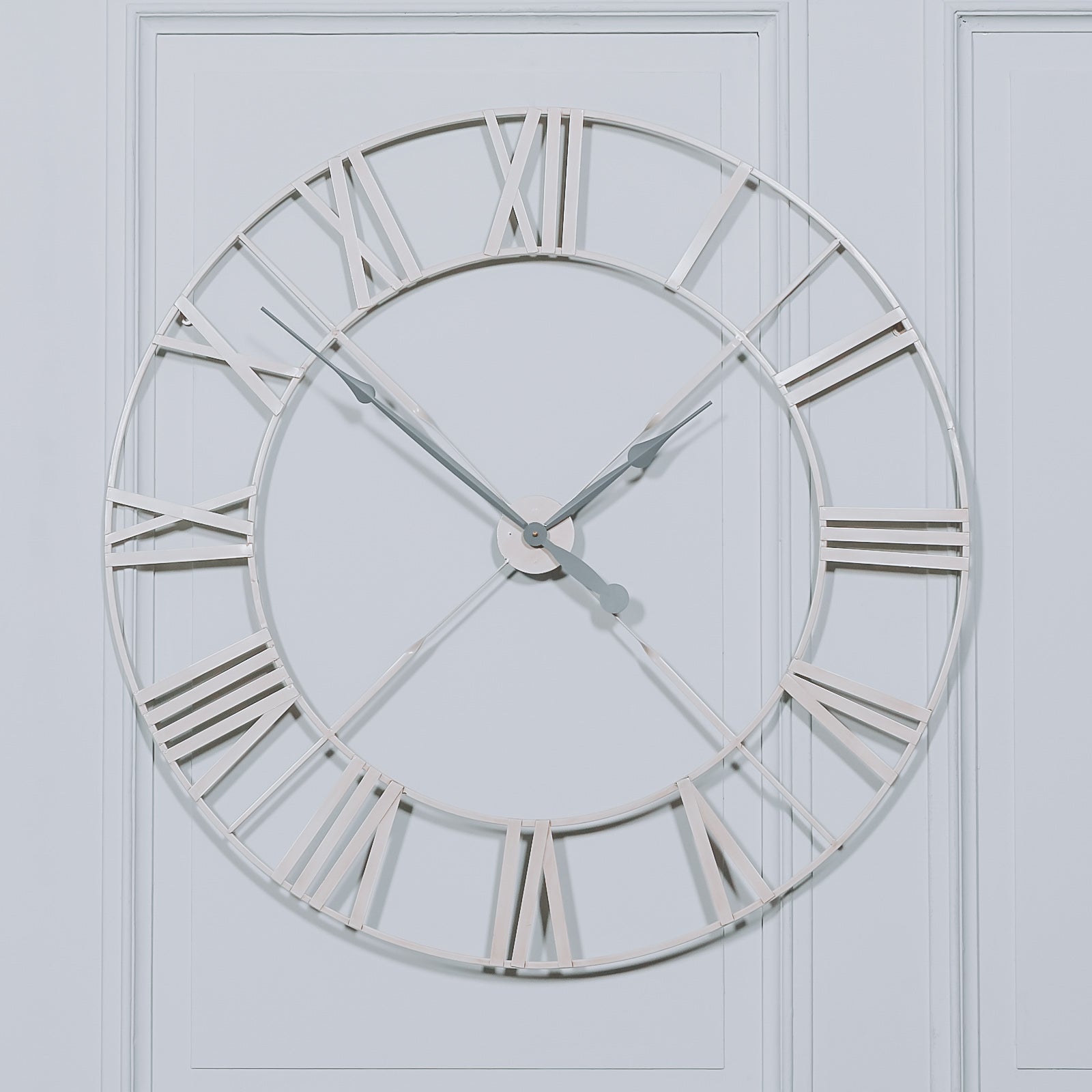 Volta Extra Large Distressed Cream Metal Clock - 110cm