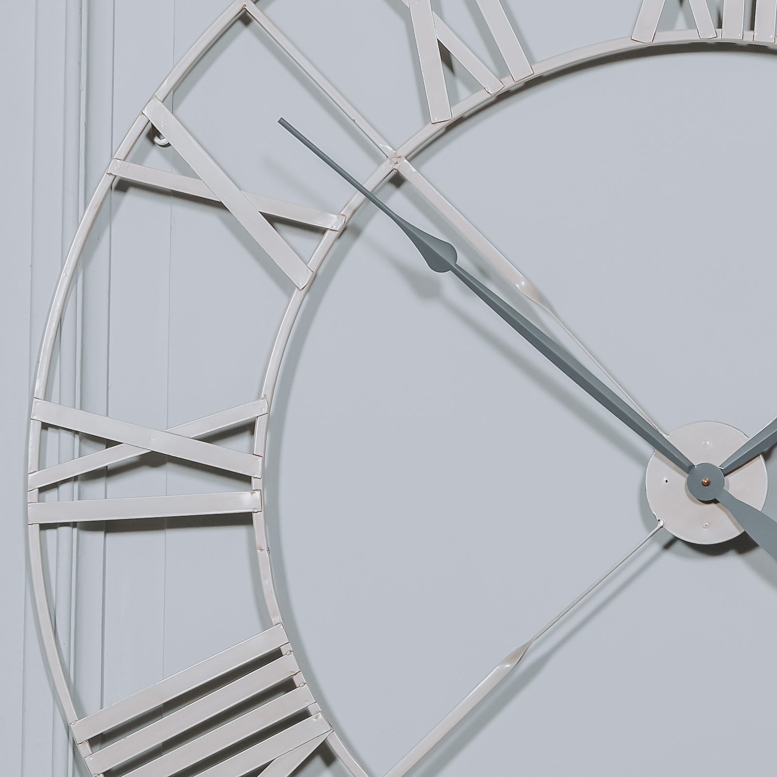 Volta Extra Large Distressed Cream Metal Clock - 110cm