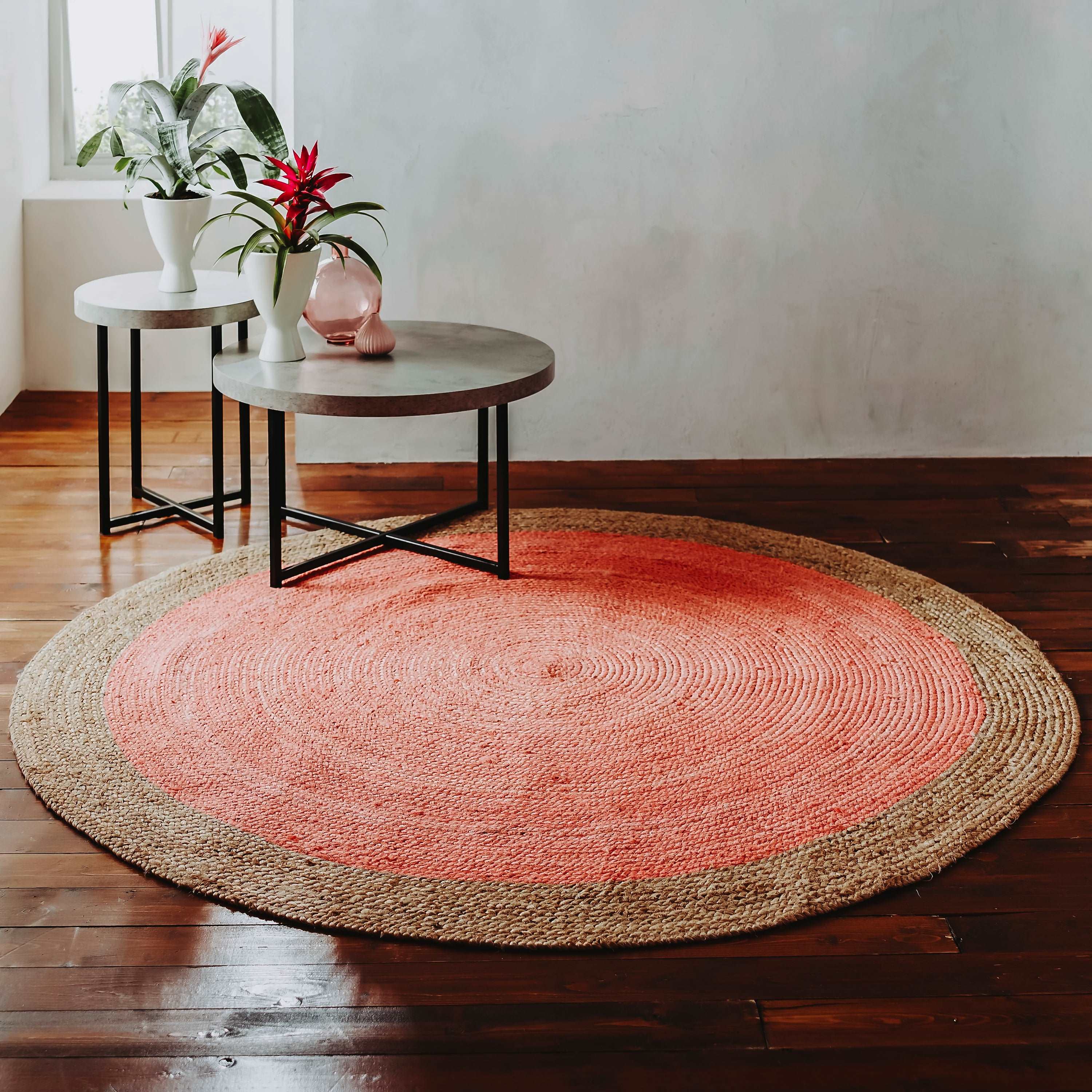 Milano Soft Jute Rug with Pale Pink Centre