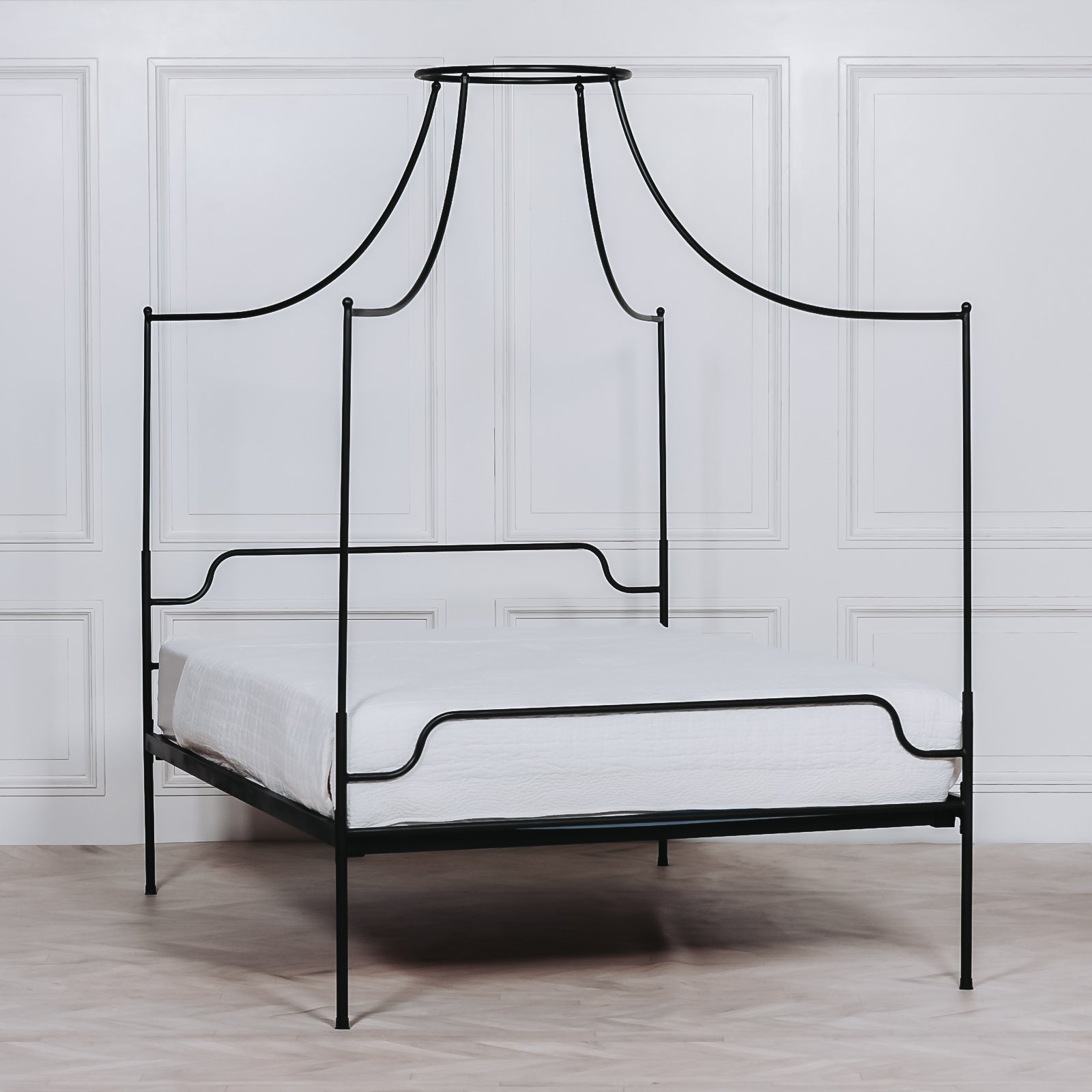 Elemento Iron and Acacia Wood King Size Poster Bed Frame