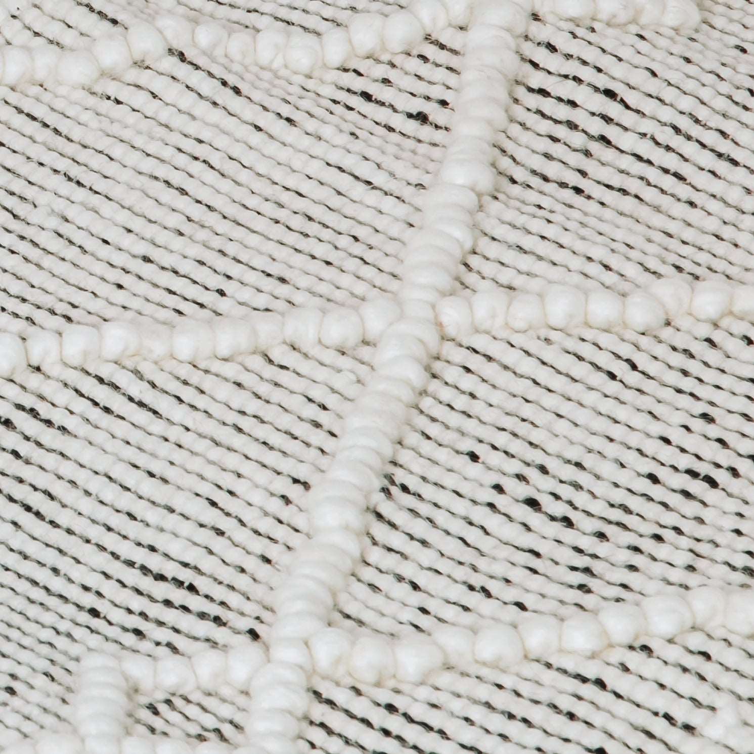 Osso Cream & Black Diamond Pattern Runner Wool Rug - 230 x 60cm