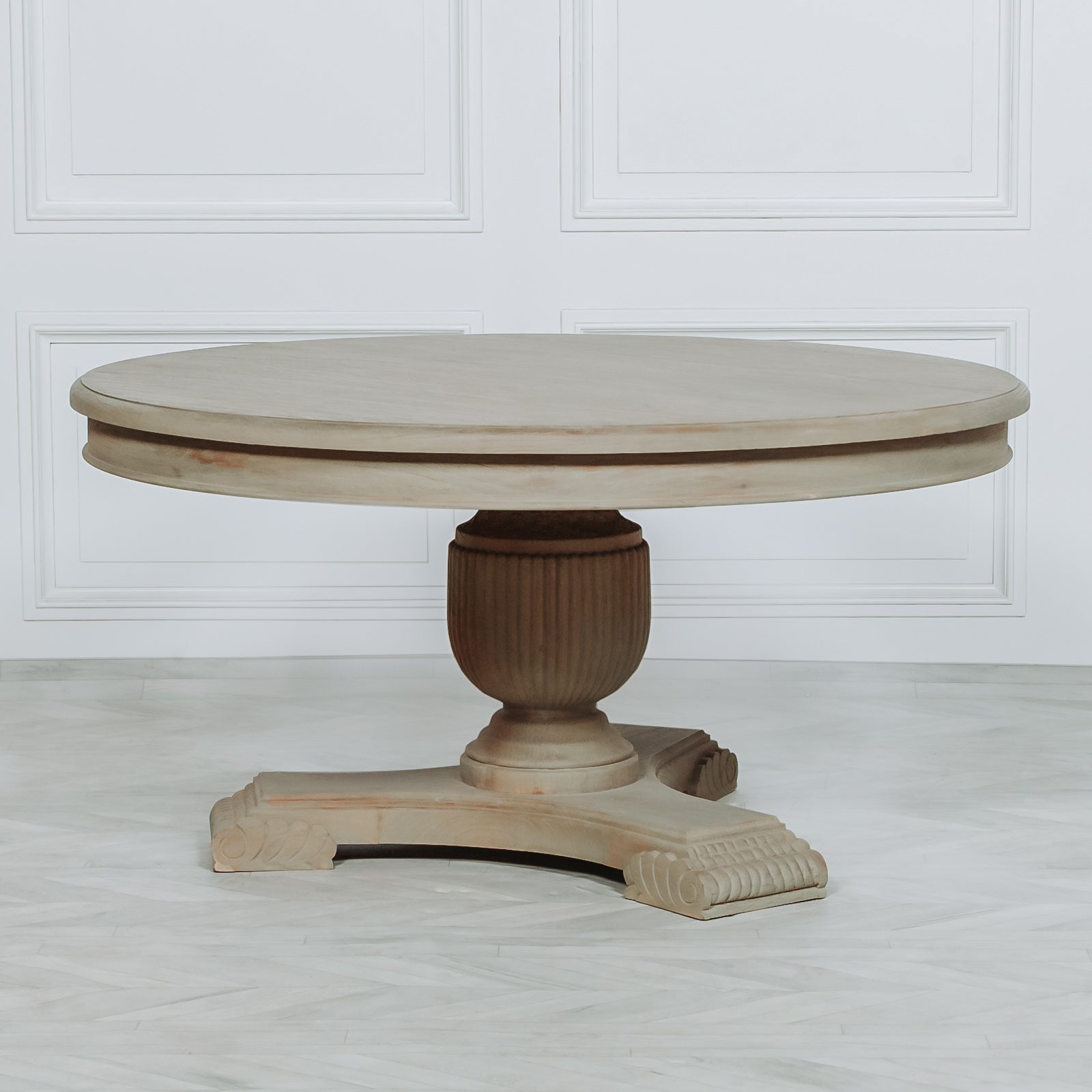 Outland White Cedar Round Rustic Low Dining Table